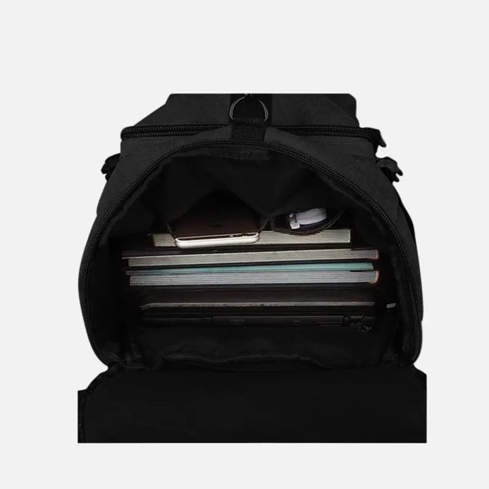 45 L, Black colored, 3 way duffle bag with extra pockets