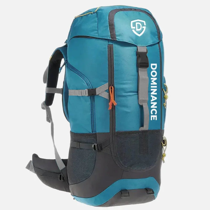 60 L Blue colored, top quality, comfortable backpack. Spacious and stylish. High quality zips and buckles.