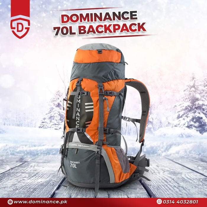 70-Liter Dominance Backpack | Travelling Bag with Aluminum Rods with Rain Cover DOMINANCE