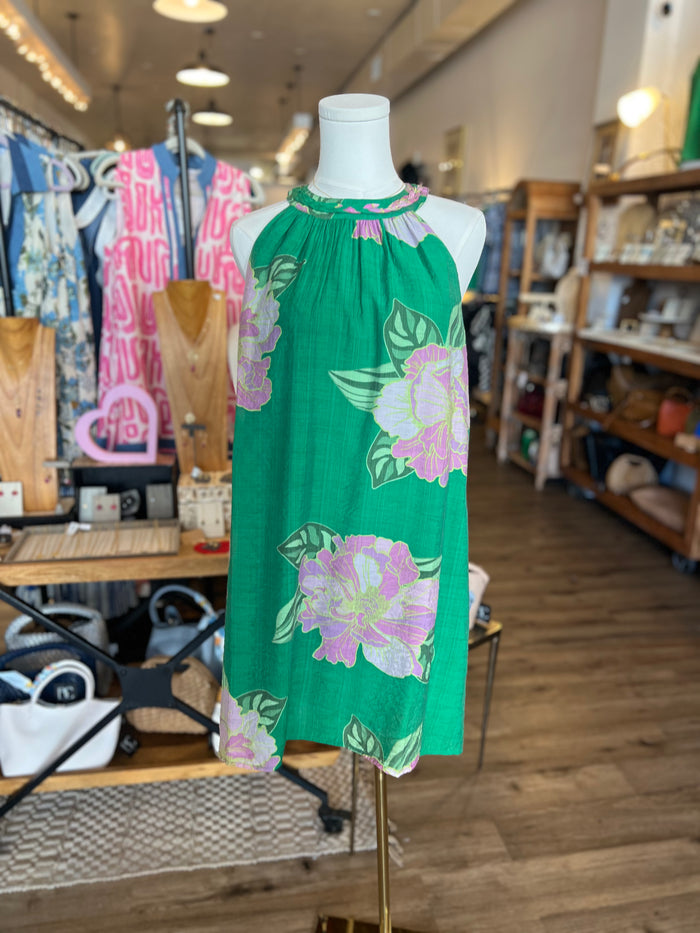 THML Hailey Floral Print Halter Dress