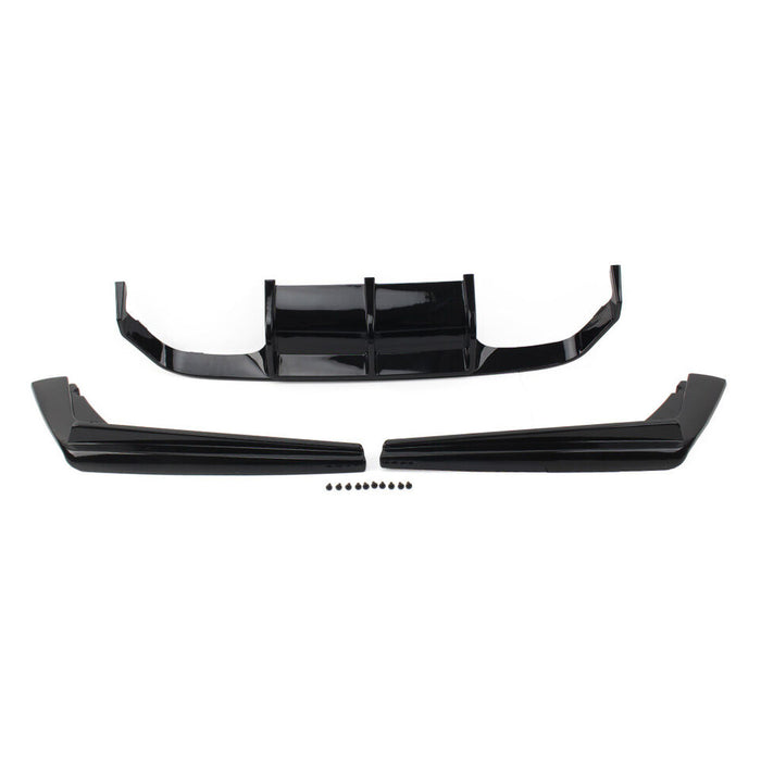 ABS Gloss Black V Style Rear Bumper Diffuser W/LED Brakelight  - BMW M3/M4 F80/F82/F83 2015-2020