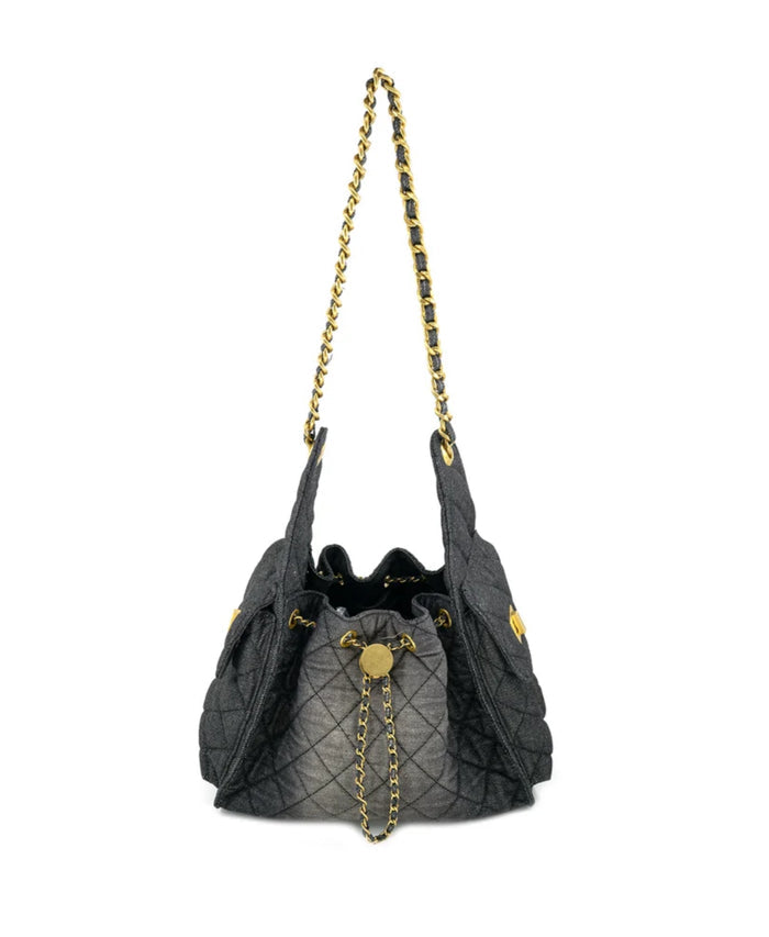 Amelie Black Denim BC Bag with Strap
