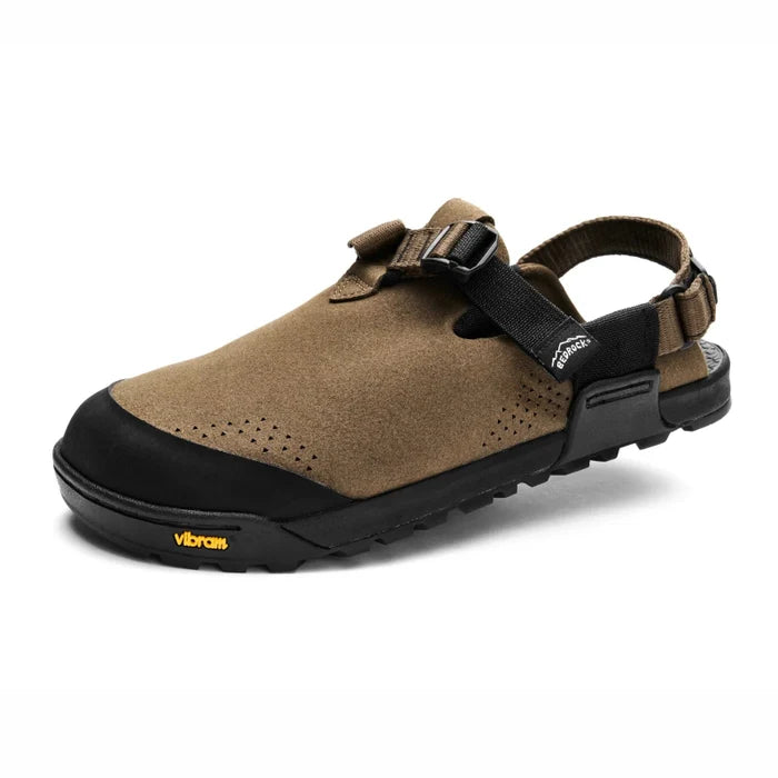Bedrock Sandals mountain clog in synthetic suede pinecone shown on an angle