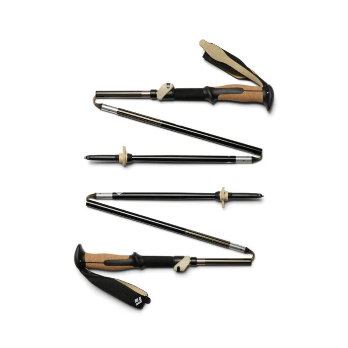 Set of adjustable hiking poles on a white background