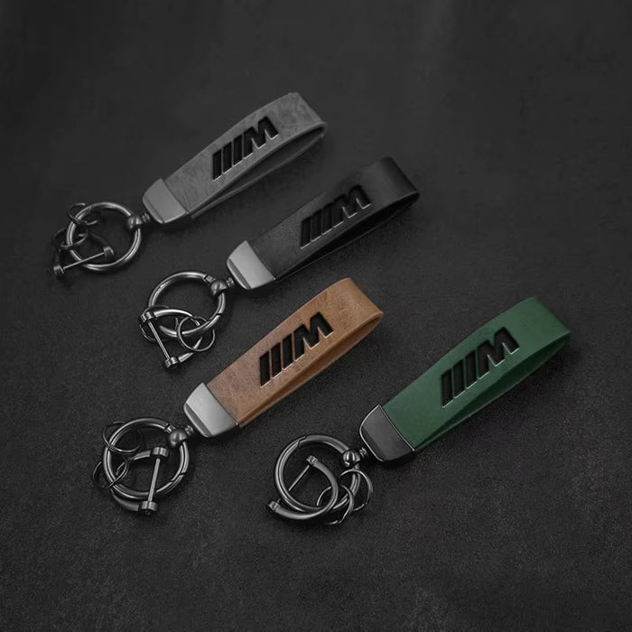 BMW M Logo Leather Keychain Ring