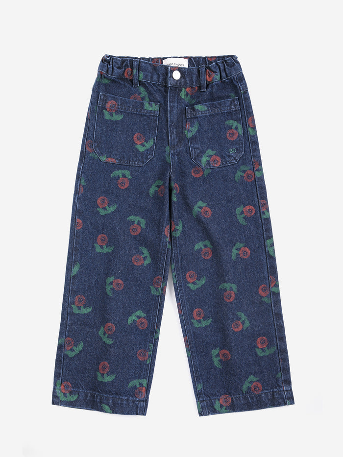 Bobo Choses | Broek | Stamp Bloom all over denim pants | Navy Blue