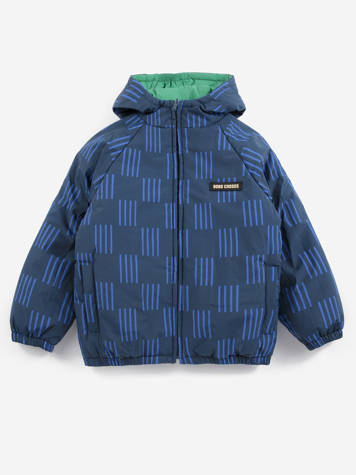 Bobo Choses | Jas | Almost Moiré all over reversible anorak | Navy Blue