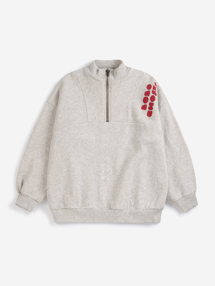 Bobo Choses | Sweater | Bobo Choses Bolder half zipped sweatshirt | Light Heather Grey