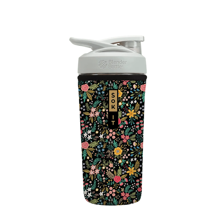 Sok-It BotlSok for Blender Style Bottle - Black English Garden Picnic 28oz 14.99 BotlSok-FW Floral