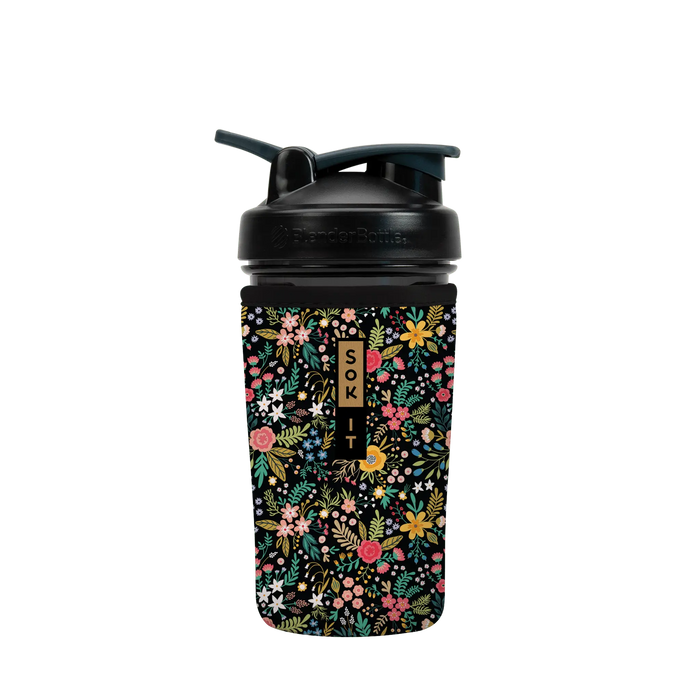 Sok-It BotlSok for Blender Style Bottle - Black English Garden Picnic 24oz 12.99 BotlSok-FW Floral