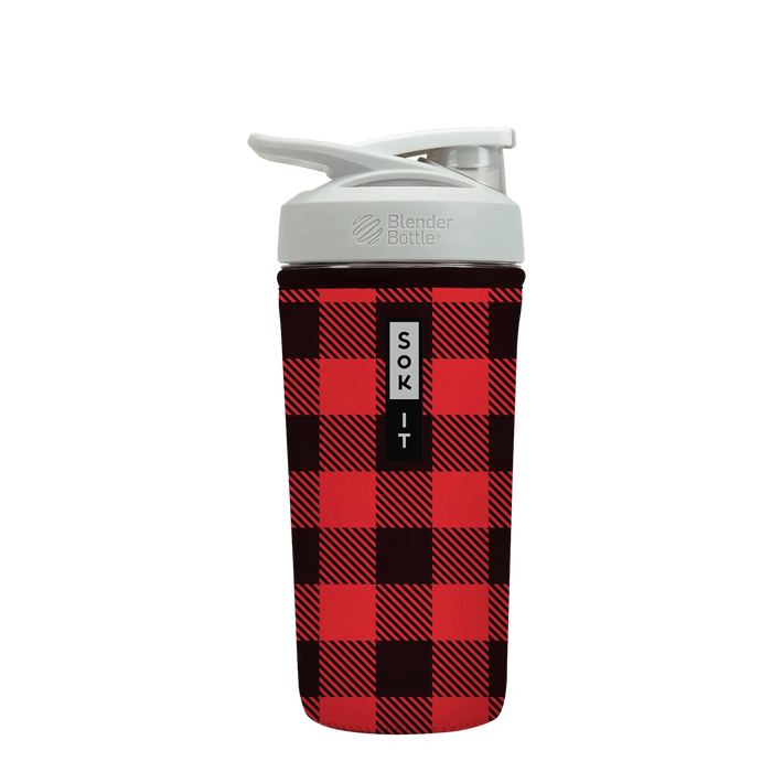 Sok-It BotlSok for Blender Style Bottle - Buffalo Check 28oz 14.99 BotlSok-Winter Holiday