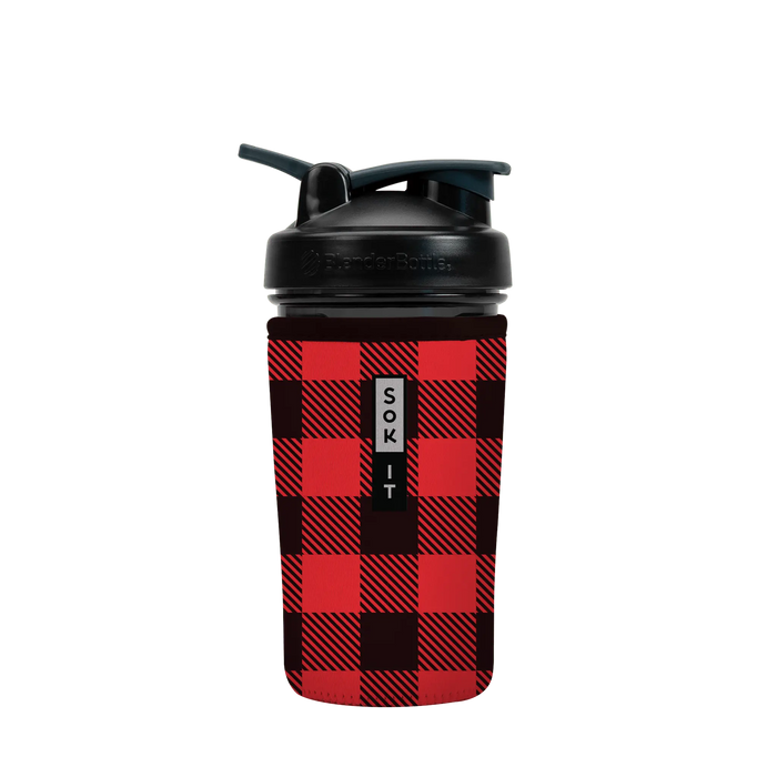 Sok-It BotlSok for Blender Style Bottle - Buffalo Check 24oz 12.99 BotlSok-Winter Holiday