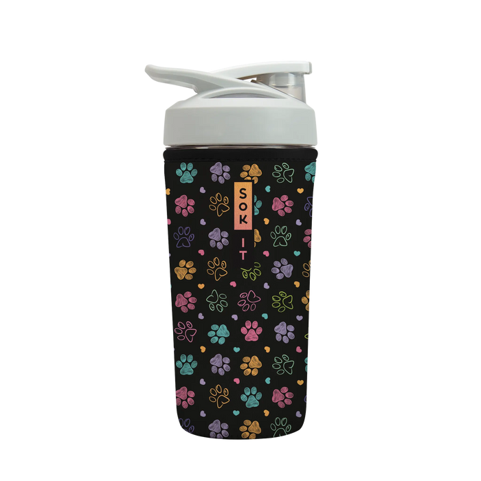Sok-It BotlSok for Blender Style Bottle - Furry Footprints 28oz-Blender-Bottle 15.99 BotlSok-Evergreen