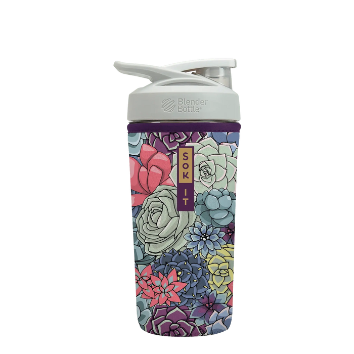 Sok-It BotlSok for Blender Style Bottle - Succulents 28oz 14.99 BotlSok-SS Floral