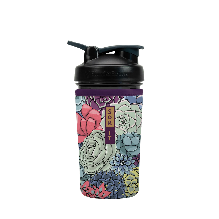 Sok-It BotlSok for Blender Style Bottle - Succulents 24oz 12.99 BotlSok-SS Floral