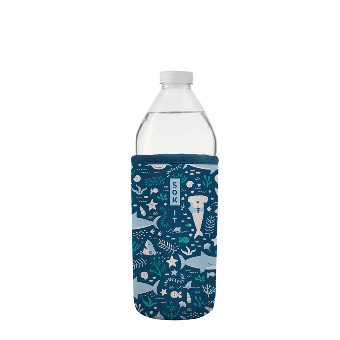 Sok-It BotlSok for Water Bottles - Happy Sharks
