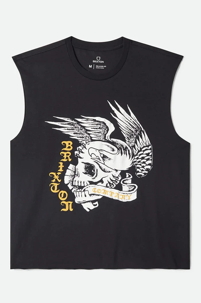 Brixton Wolcott Worn In Black Boxy Muscle Tank
