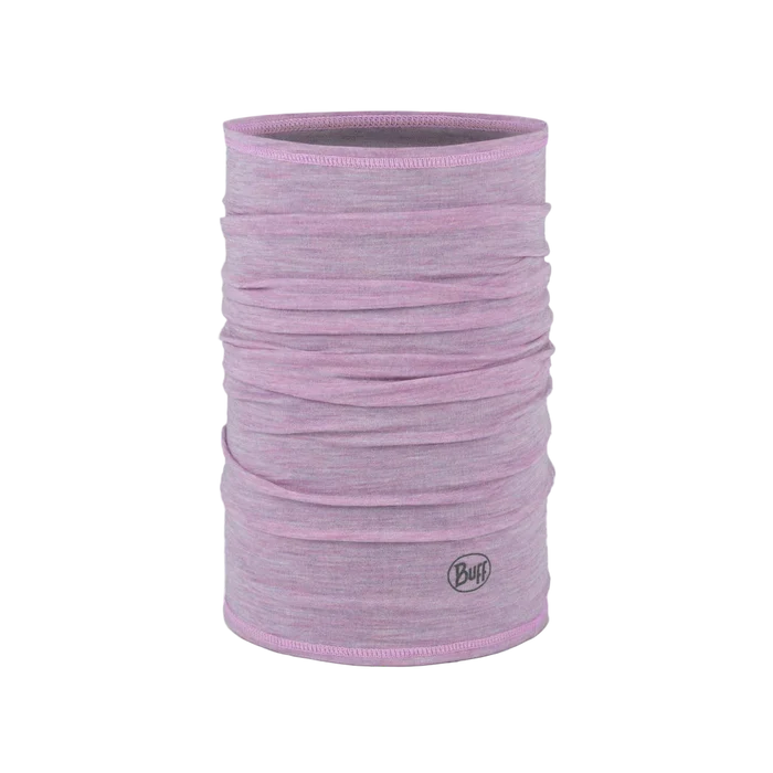 Purple neck gaiter with a visible brand logo on a white background
