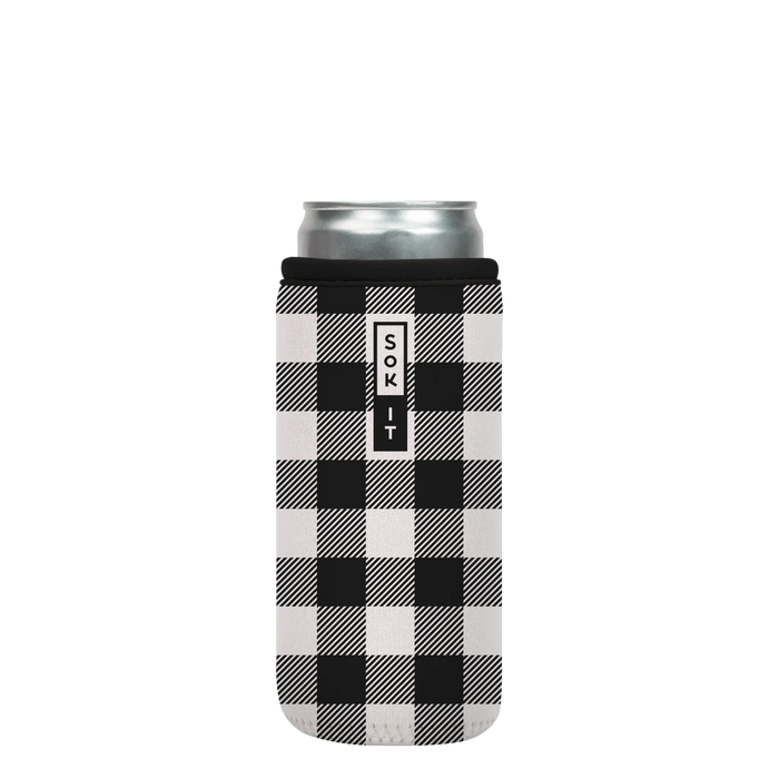 Sok-It CanSok - B&W Buffalo Check 12oz-Slim-Can 12.99 CanSok-Plaids