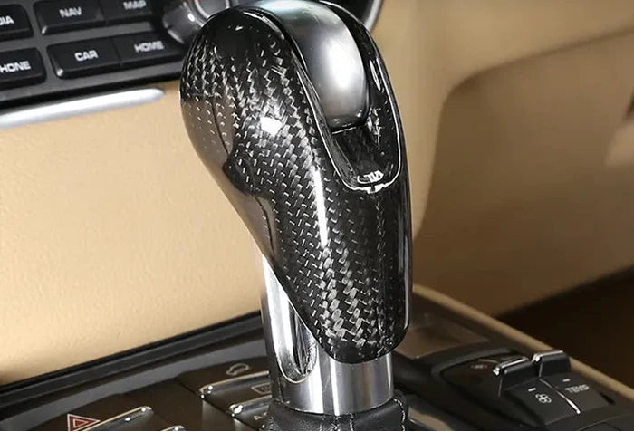 Carbon Fiber Gear Shift Knob Cover - Porsche Macan Cayman Panamera 718 911 Boxster
