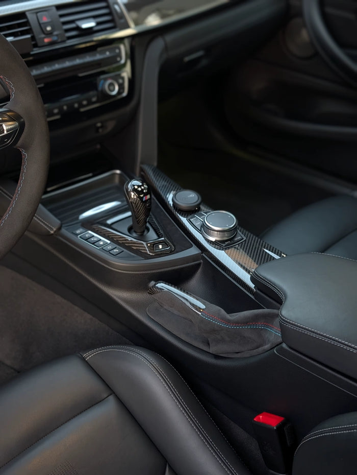 Carbon Fiber Interior Gear Shift Knob Head Console Panel Handbrake Replacement Cover Kit -  BMW M3 M4 F80 F82