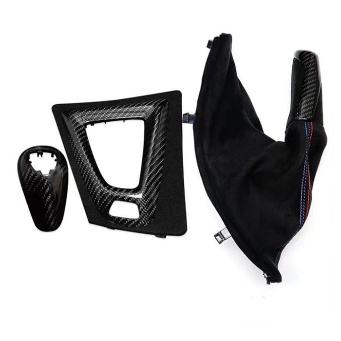 Carbon Fiber Interior Gear Shift Knob Head Console Panel Handbrake Replacement Cover Kit -  BMW M3 M4 F80 F82
