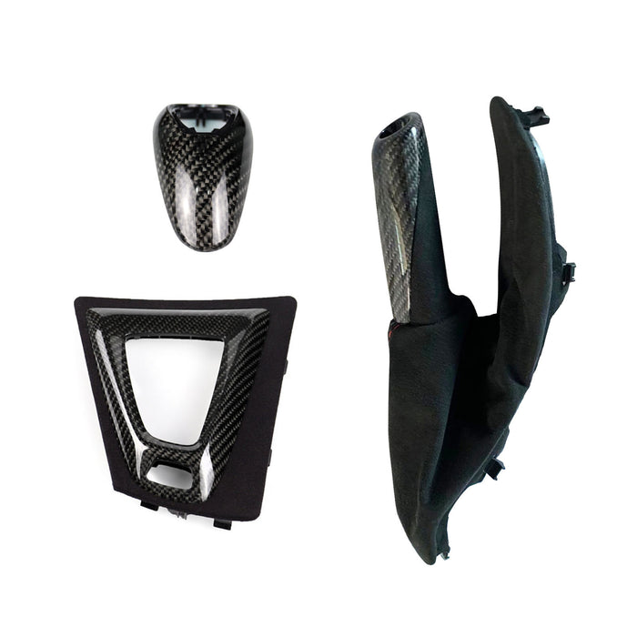 Carbon Fiber Interior Gear Shift Knob Head Console Panel Handbrake Replacement Cover Kit -  BMW M3 M4 F80 F82