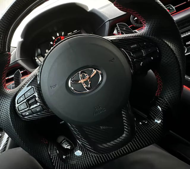 Carbon Fiber Interior Steering Wheel Trim Panel Covers - Toyota GR Supra A90