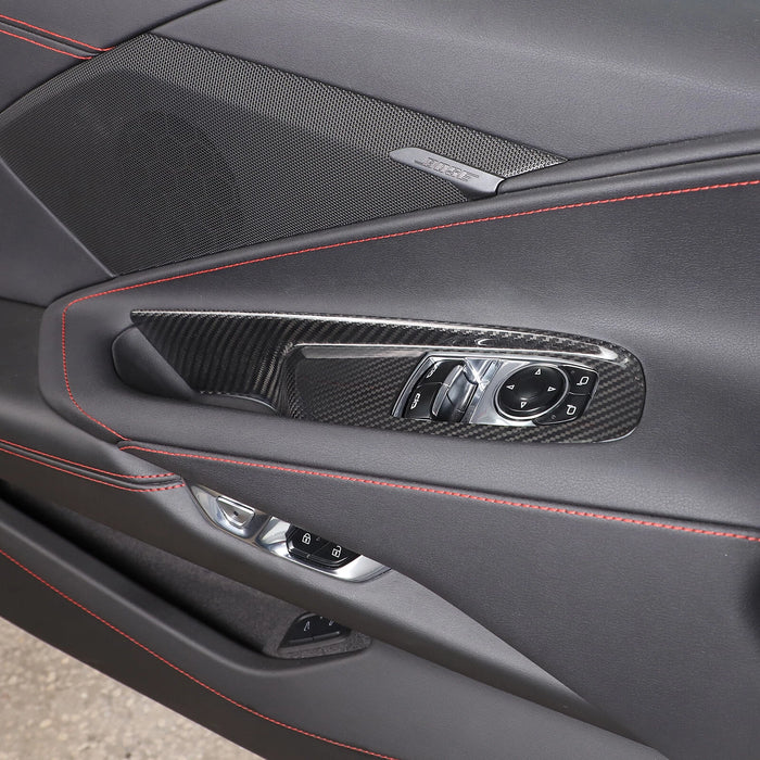 Carbon Fiber Window Lift Switch Panel Cover Trim - Corvette C8