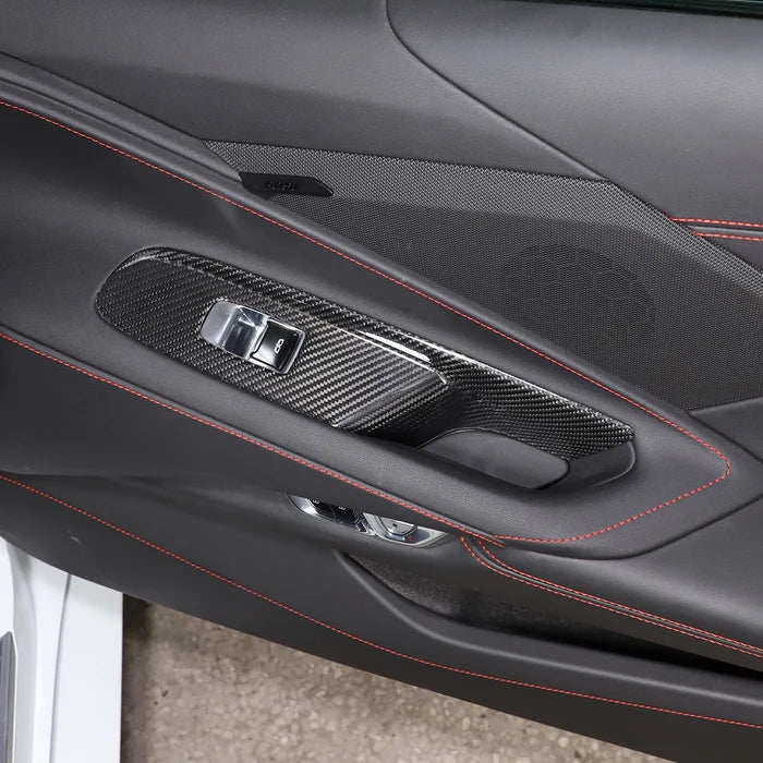 Carbon Fiber Window Lift Switch Panel Cover Trim - Corvette C8