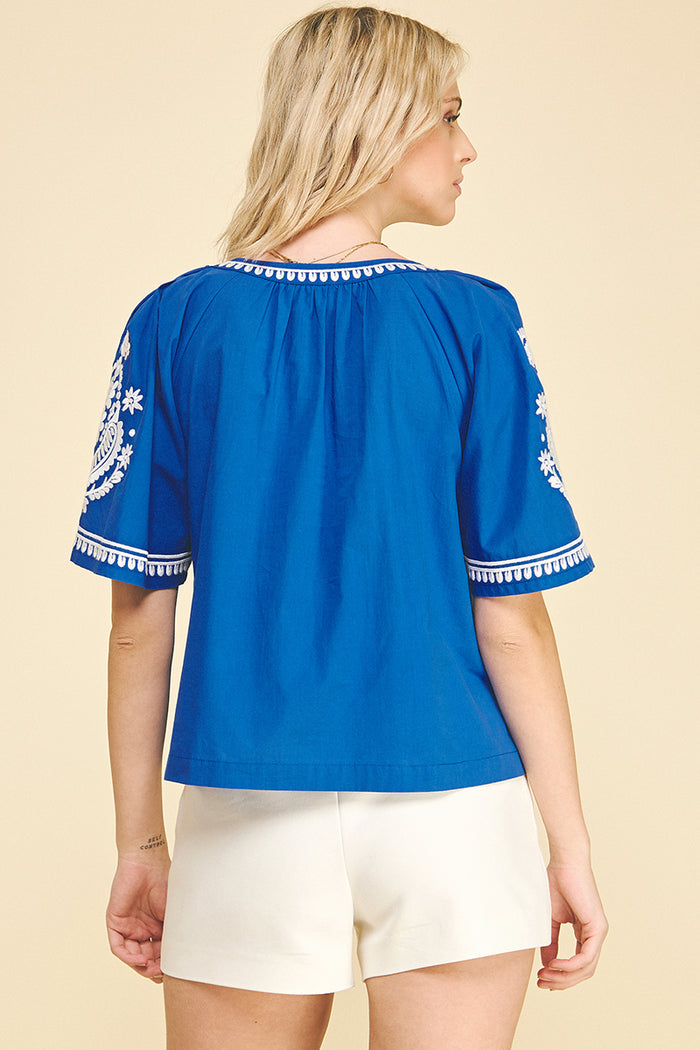 Collen Bohemian Embroidered Pinch Blouse