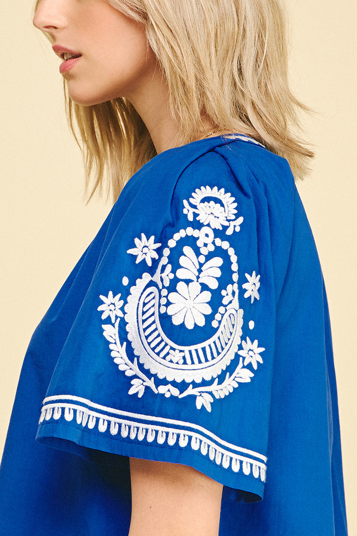 Collen Bohemian Embroidered Pinch Blouse