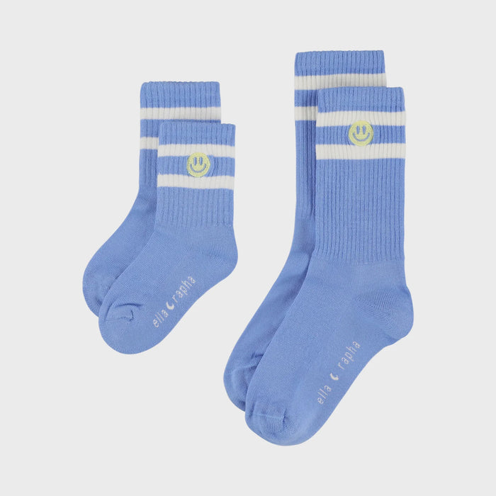 Ella and rapha | Smiley socks - sky blue