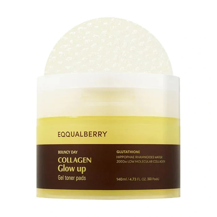 Eqqualberry. Collagen Glow Up Gel Toner Pads (60 sheets) | Lady Bonita | Korean beauty NZ
