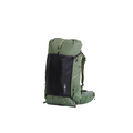 A green and black Exped Flash Pack Pocket with a mesh side and plastic hooks, designed for attachment to a backpack.