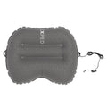 Gray inflatable pillow with EXPED branding on a white background