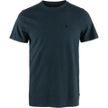 Navy blue t-shirt with a small logo on a white background