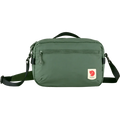 Green shoulder bag with a visible brand logo on a white background