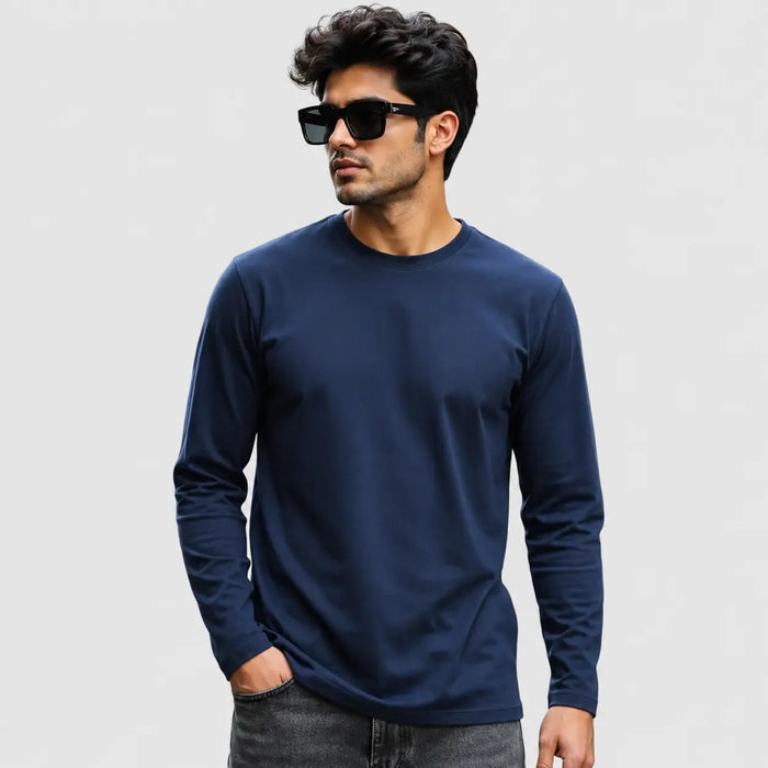 Full Sleeves Plan T-Shirt - Blue Dominance PK