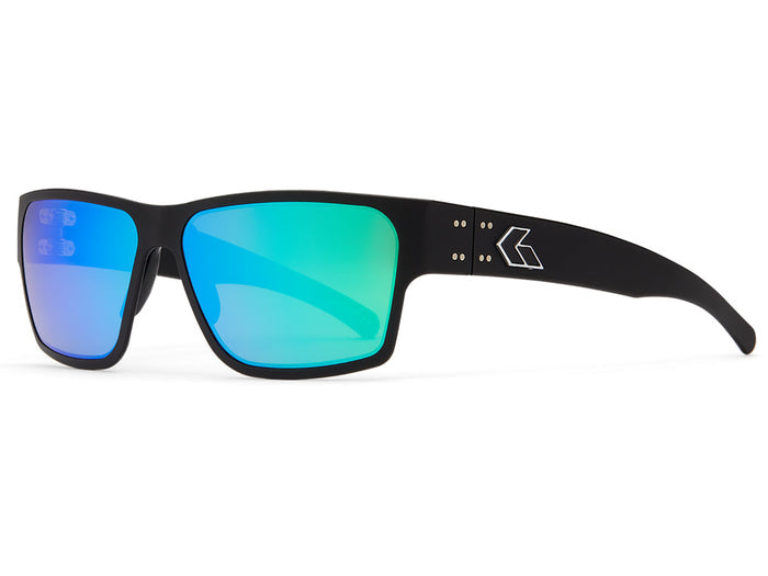 Black Anodized Silver Logo Frame + Green Mirror Polarized Lens