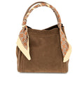 Gianna Suede Chocolate Tote BC Bag with Scarf