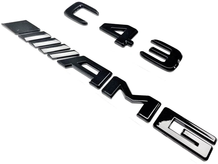 Gloss Black C43 + AMG Emblem Badge Replacement - Mercedes
