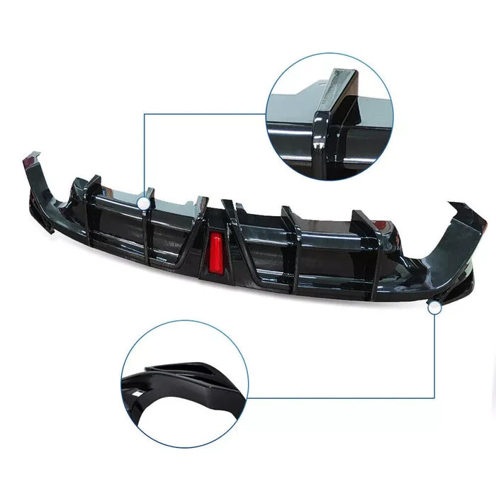 Gloss Black Rear Bumper GR Style Diffuser W/ Led Light - Toyota Camry SE/XSE