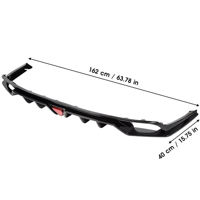 GLOSS BLACK REAR DIFFUSER W/ LED LIGHT - HONDA CIVIC 2022-2024