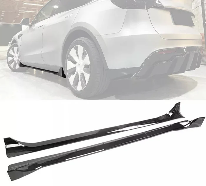 Gloss Black Side Skirts Extension V1 - 20-24 Tesla Model Y