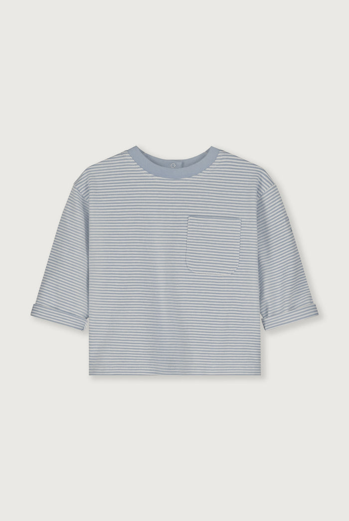 Gray Label | Baby L/S Pocket tee GOTS | stone gray - cream