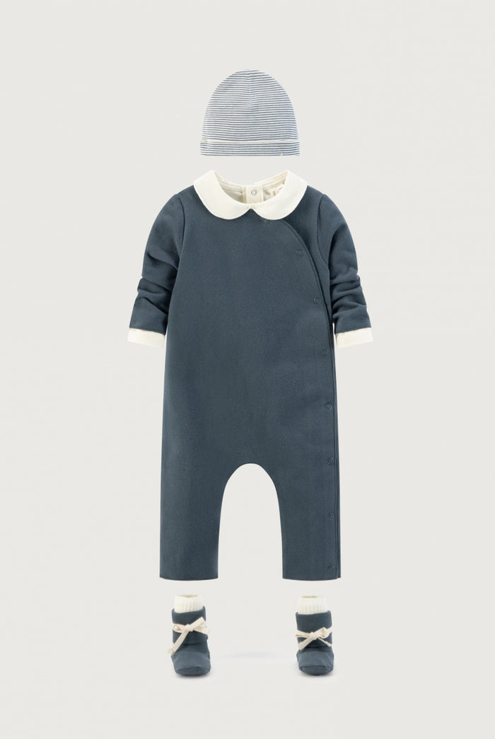 Gray Label | Baby suit with snaps GOTS Blue Gray
