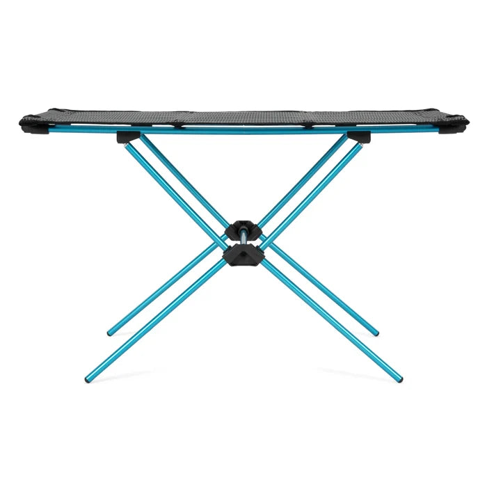 Helinox camping table portable with blue legs on a white background