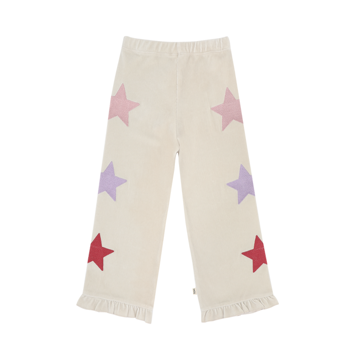 House of Jamie | Stars classic ruffled pants | Sandshell (rib velvet)