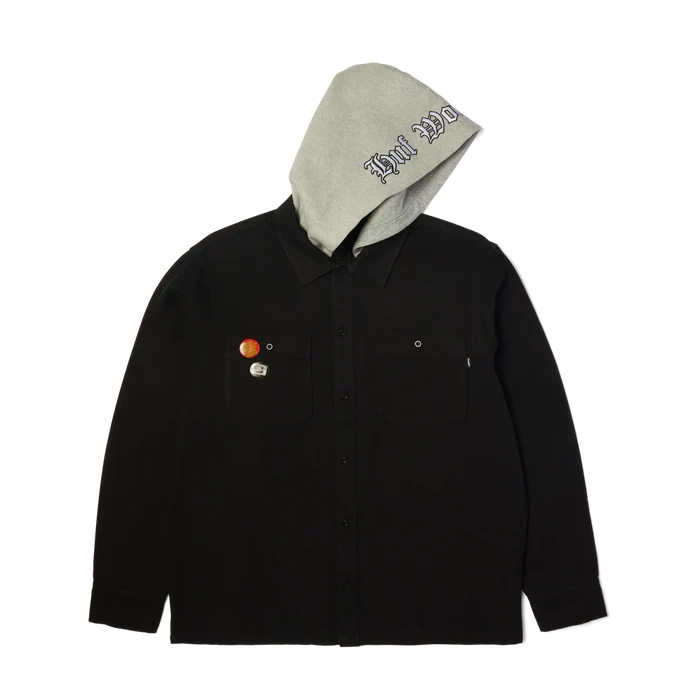 HUF Olympia Black Hooded Overshirt
